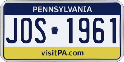 PA license plate JOS1961