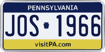 PA license plate JOS1966
