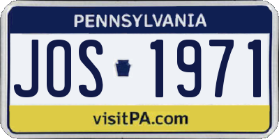 PA license plate JOS1971