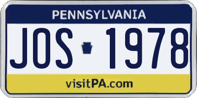 PA license plate JOS1978