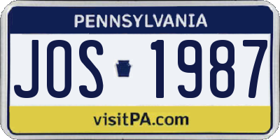 PA license plate JOS1987