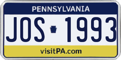 PA license plate JOS1993