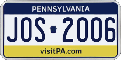 PA license plate JOS2006