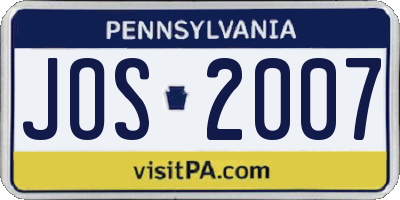PA license plate JOS2007