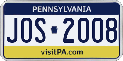 PA license plate JOS2008
