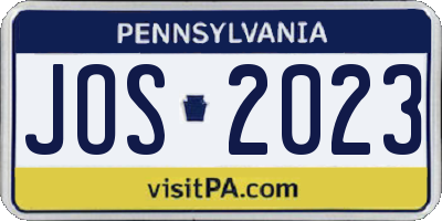 PA license plate JOS2023