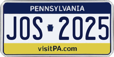 PA license plate JOS2025