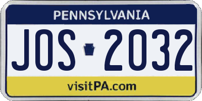 PA license plate JOS2032