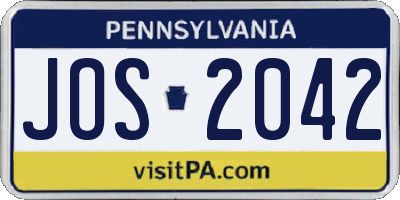 PA license plate JOS2042