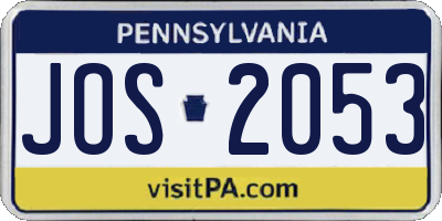 PA license plate JOS2053