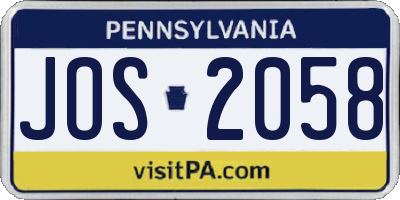 PA license plate JOS2058