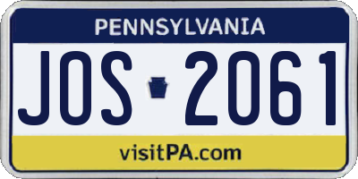 PA license plate JOS2061