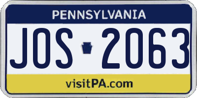 PA license plate JOS2063