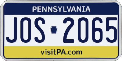 PA license plate JOS2065