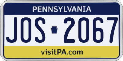 PA license plate JOS2067