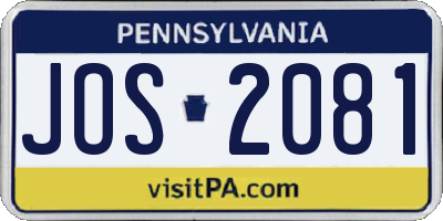 PA license plate JOS2081