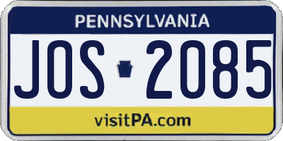 PA license plate JOS2085