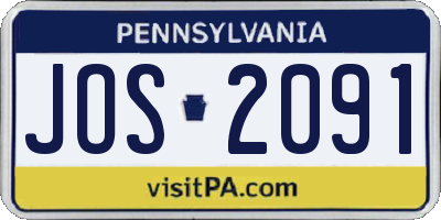 PA license plate JOS2091