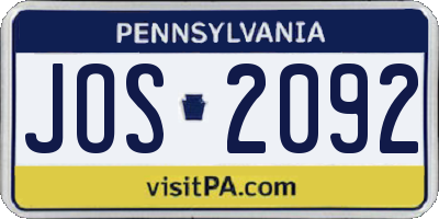 PA license plate JOS2092