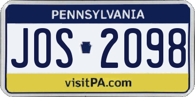 PA license plate JOS2098