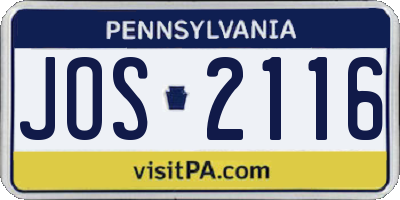 PA license plate JOS2116