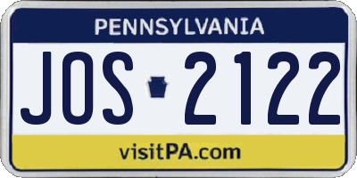 PA license plate JOS2122