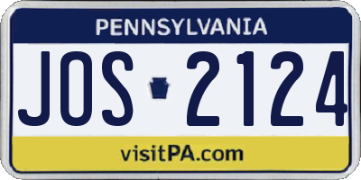 PA license plate JOS2124