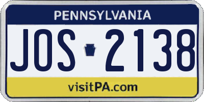 PA license plate JOS2138