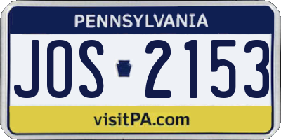 PA license plate JOS2153
