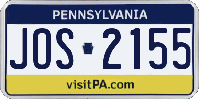 PA license plate JOS2155