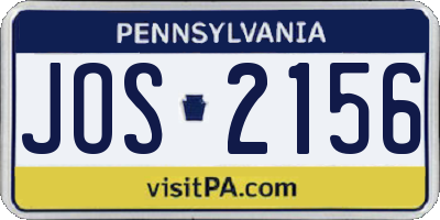 PA license plate JOS2156