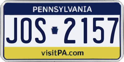 PA license plate JOS2157