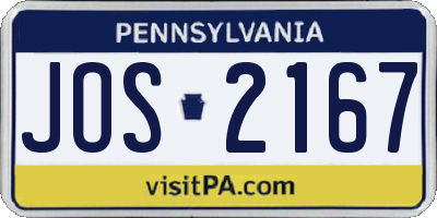 PA license plate JOS2167