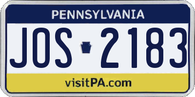 PA license plate JOS2183