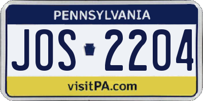PA license plate JOS2204