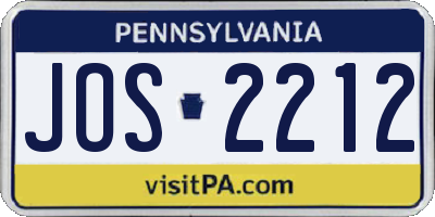 PA license plate JOS2212