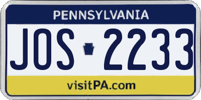 PA license plate JOS2233