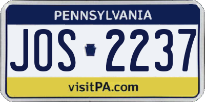 PA license plate JOS2237