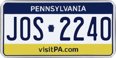 PA license plate JOS2240