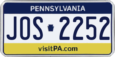 PA license plate JOS2252