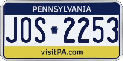 PA license plate JOS2253