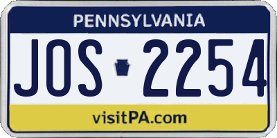 PA license plate JOS2254