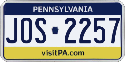 PA license plate JOS2257