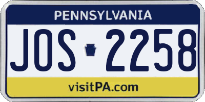 PA license plate JOS2258