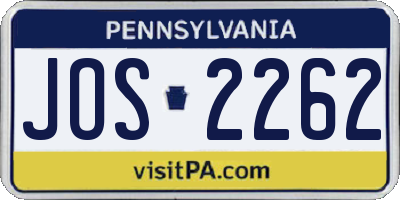 PA license plate JOS2262