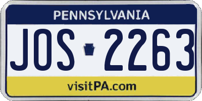 PA license plate JOS2263
