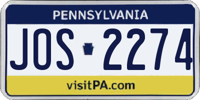 PA license plate JOS2274