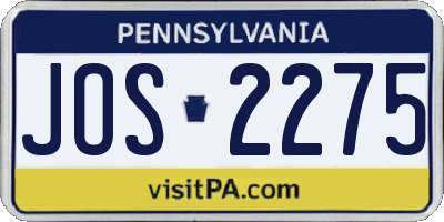 PA license plate JOS2275