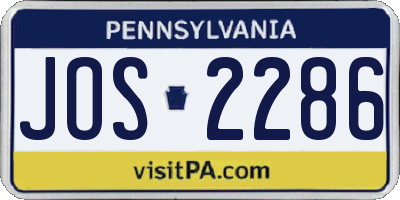 PA license plate JOS2286