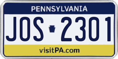 PA license plate JOS2301